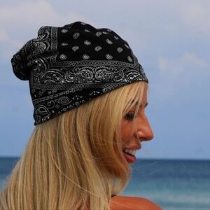 Black and White Paisley Beanie
